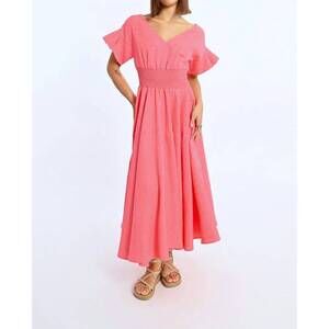 NEW MOLLY BRACKEN geisha ruffle midi dress in pink